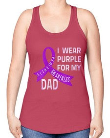 Womens I Wear Purple for My Dad Alzheimers Disease Awareness VNeck 221# - alzheimers -Racerback Tank