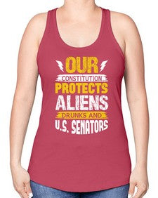Your constituion protects aliens and drunks 49# - ufo -Racerback Tank