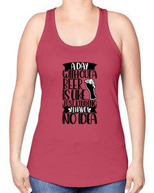a day without a beer is like 523# - beer -Racerback Tank