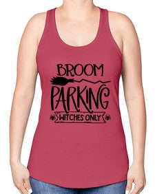broom parking witches only 46# - witch -Racerback Tank