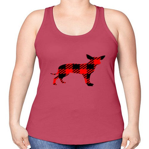 buffalo plaid pointed ear dog 64# - dogs -Racerback Tank