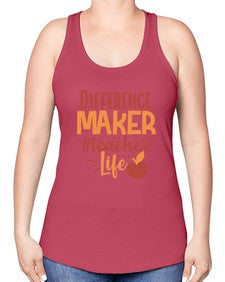 difference maker teacher life 710# - teacher -Racerback Tank