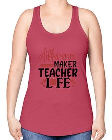 difference maker teacher life Style 120# - teacher -Racerback Tank