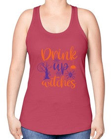 drink up witches 40# - witch -Racerback Tank