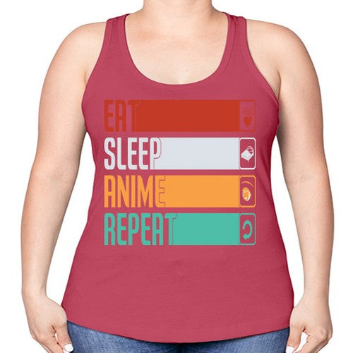 eat sleep anime repeat225# - anime -Racerback Tank