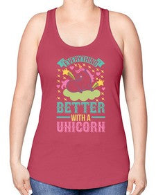 everything better with a unicorn 128# - unicorn -Racerback Tank
