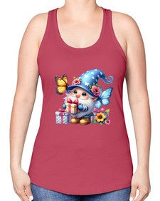 gnome with butterfly 03# - gnome -Racerback Tank