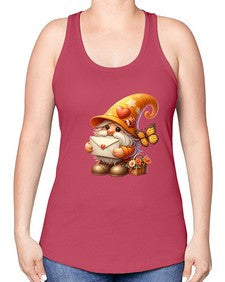 gnome with butterfly 09# - gnome -Racerback Tank