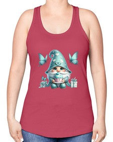gnome with butterfly 10# - gnome -Racerback Tank