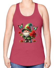 gnome with butterfly 11# - gnome -Racerback Tank