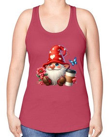 gnome with butterfly 12# - gnome -Racerback Tank