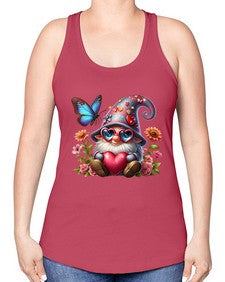 gnome with butterfly 17# - gnome -Racerback Tank