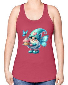 gnome with butterfly 20# - gnome -Racerback Tank