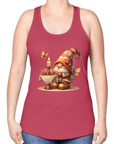 gnome with butterfly 21# - gnome -Racerback Tank