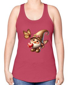 gnome with butterfly 22# - gnome -Racerback Tank