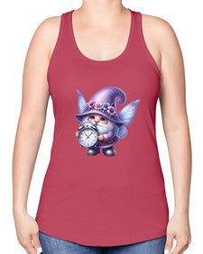 gnome with butterfly 23# - gnome -Racerback Tank