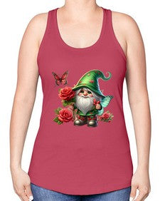 gnome with butterfly 26# - gnome -Racerback Tank