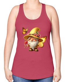 gnome with butterfly 27# - gnome -Racerback Tank