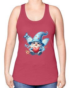 gnome with butterfly 28# - gnome -Racerback Tank