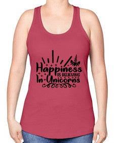 happiness is believing in unicorns 157# - unicorn -Racerback Tank