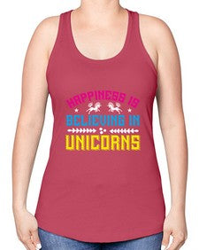 happiness is believing in unicorns 161# - unicorn -Racerback Tank