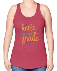 hello second grade 321# - second grade -Racerback Tank