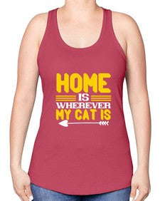 home is wherever my cat is Style 50# - cats -Racerback Tank
