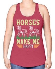 horses make me happy Style 40# - horse -Racerback Tank