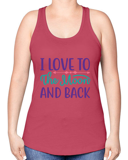 i love to the moon and back 6# - moon -Racerback Tank
