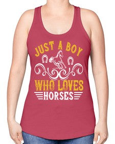 just a boy who loves horses Style 32# - horse -Racerback Tank