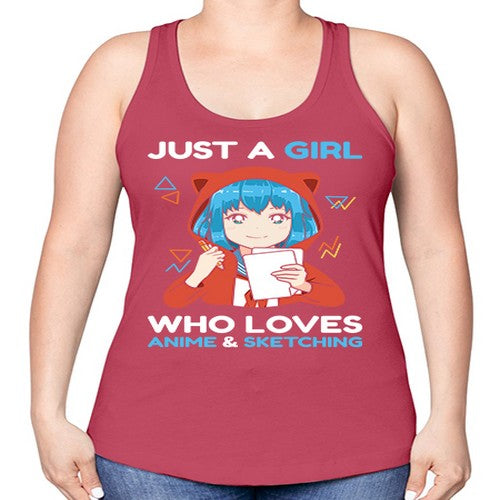 just a girl who loves anime and sketching259# - anime -Racerback Tank