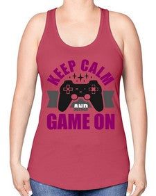 keep calm and game on 132# - video games -Racerback Tank