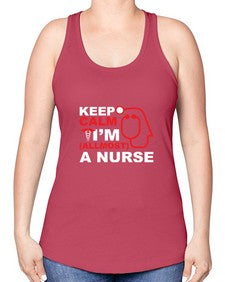 keep calm i m allmost a nurse 1024# - nurse -Racerback Tank