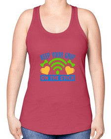 keep your grip on the stick 35# - video games -Racerback Tank