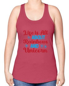 life is all about rainbows and unicorn 246# - unicorn -Racerback Tank