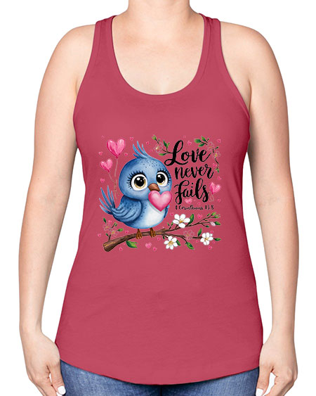 love never fails 63# - birds -Racerback Tank