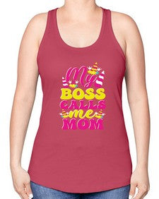 my boss calls me mom 312# - unicorn -Racerback Tank