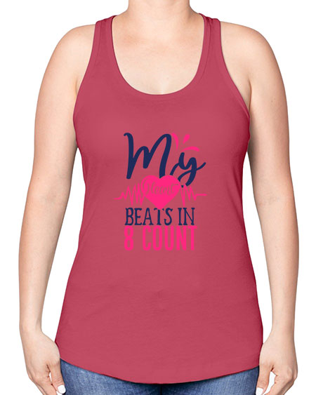 my heart beats in count 1740# - cheer -Racerback Tank