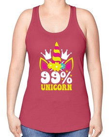 ninety nine percent unicorn 362# - unicorn -Racerback Tank