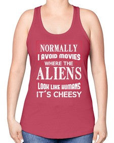 normally i avoid movies where aliens look human 35# - ufo -Racerback Tank