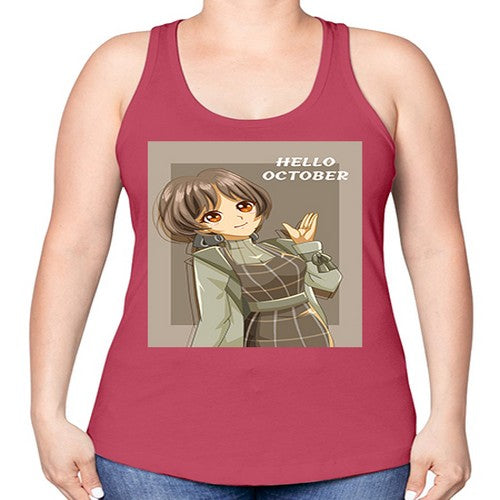 of beautiful girl in hello october 133# - anime -Racerback Tank