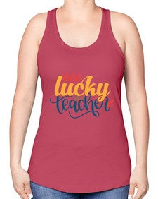 one lucky teacher Style 326# - teacher -Racerback Tank