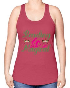 reading is magical 369# - unicorn -Racerback Tank
