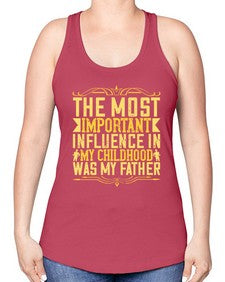 the most important influence in my childhood was my father 594# - parents day -Racerback Tank