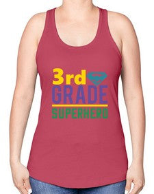 third Grade Superhero 976# - third grade -Racerback Tank