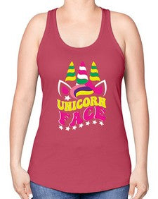 unicorn face 459# - unicorn -Racerback Tank