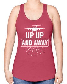 up up and away  46# - airplane -Racerback Tank
