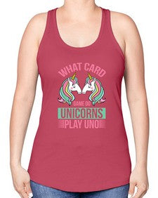 what card game do unicorns play uno 548# - unicorn -Racerback Tank