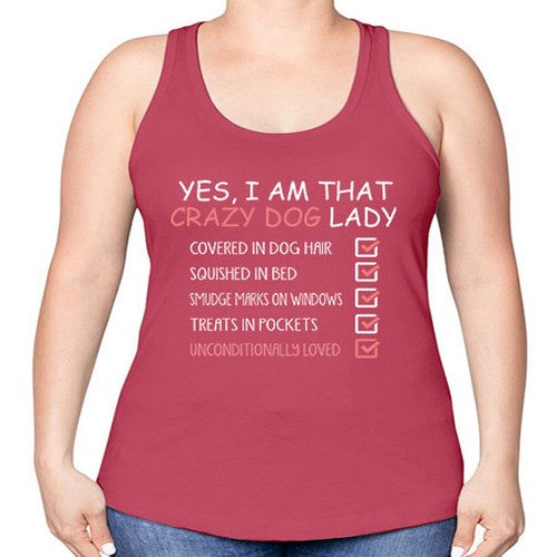 yes i am that crazy dog lady - dogs -Racerback Tank