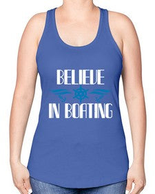 Believe in Boating 35# - boats -Racerback Tank